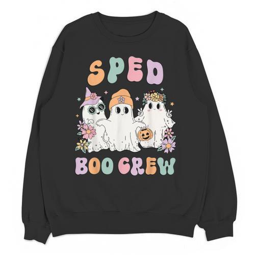 SPED Boo Crew Halloween Floral Ghost Special Ed SPED Teacher For Men Women Kids Unisex Sweatshirt - teacherstshirts.com DE