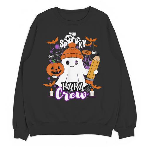 Spooky Para Crew Ghost Halloween Paraprofessional Teacher Unisex Sweatshirt - teacherstshirts.com AU