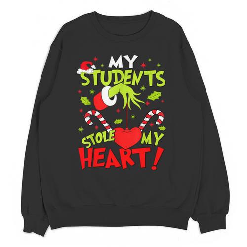 My Students Stole My Heart Teacher Holiday Merry Christmas Unisex Sweatshirt - teacherstshirts.com UK