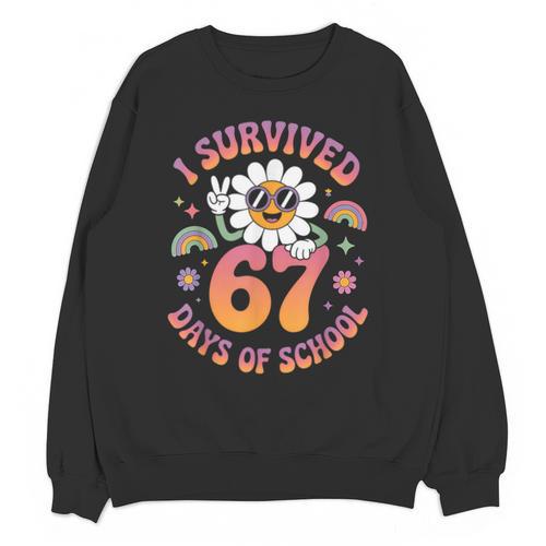I Survived 67 Days Of School Groovy Retro Teachers Girls Unisex Sweatshirt - teacherstshirts.com CA