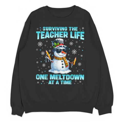 Surviving The Teacher Life Pjs Pajamas Christmas Xmas Teache Unisex Sweatshirt - teacherstshirts.com UK