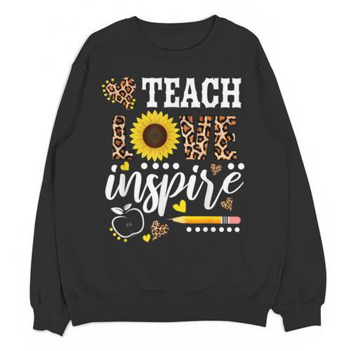 TEACH LOVE INSPIRE Teacher Sunflower Appreciation Unisex Sweatshirt - teacherstshirts.com DE