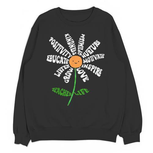 Teach Love Inspire Teachers Inspirational Flower Teachers Unisex Sweatshirt - teacherstshirts.com UK