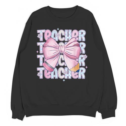 Teacher Bow Pencil Flowers Teacher Back To School Unisex Sweatshirt - teacherstshirts.com
