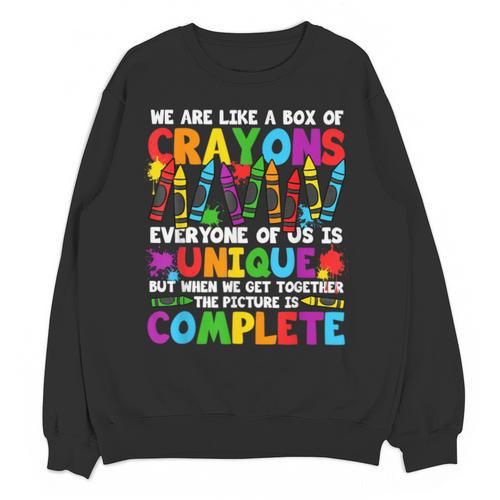 Teacher We Are Like A Box Of Crayons Back To School Unisex Sweatshirt - teacherstshirts.com DE