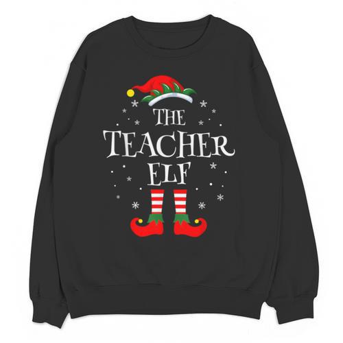 The Teacher Elf Christmas Family Matching Group Xmas Unisex Sweatshirt - teacherstshirts.com UK