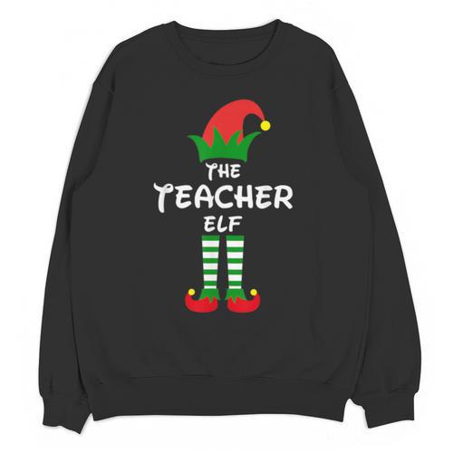 The Teacher Elf Family Matching Group Idea Christmas Unisex Sweatshirt - teacherstshirts.com UK