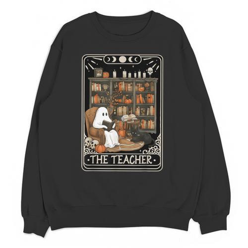 The Teacher Ghost Book Reading Books Lover Halloween Unisex Sweatshirt - teacherstshirts.com