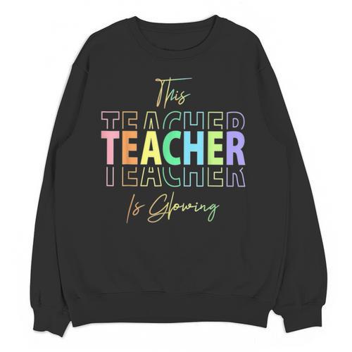 This Teacher Is Glowing Hello Summer End Of School Unisex Sweatshirt - teacherstshirts.com UK