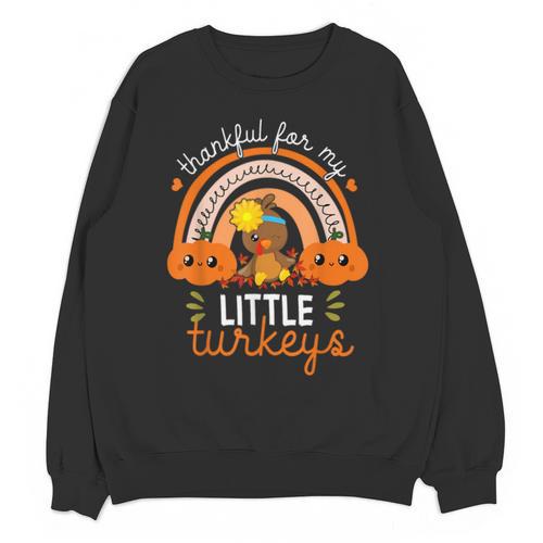 Teacher Thanksgiving Shirt Thankful For My Little Turkeys Unisex Sweatshirt - teacherstshirts.com UK