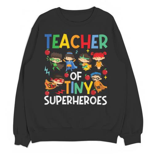 Teacher Of Tiny Superheroes Teach 100th Day Of School Men Women Girls Kids Unisex Sweatshirt - teacherstshirts.com AU