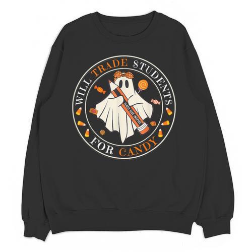 Teacher Will Trade Students For Candy Easy Halloween Costume Unisex Sweatshirt - teacherstshirts.com CA
