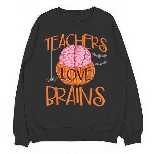 Teachers Love Brains Halloween T-Shirt For Men Women Unisex Sweatshirt - teacherstshirts.com DE
