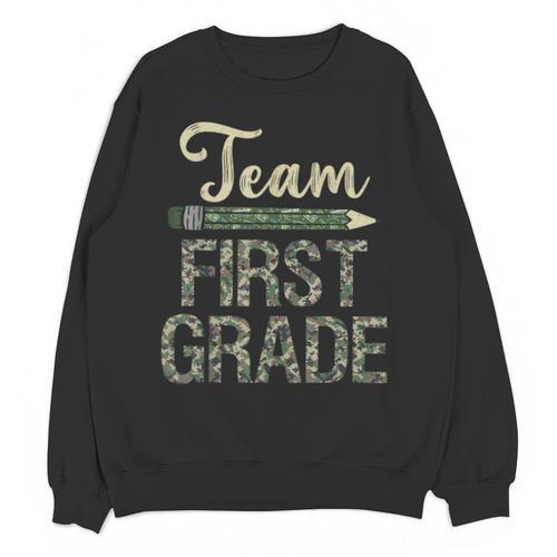 Team First Grade Camo 1st Grade Teacher Camouflage Unisex Sweatshirt - teacherstshirts.com