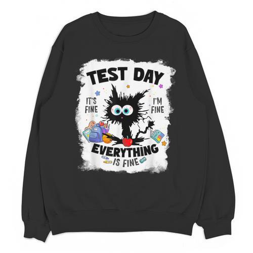 Test Day Stressed Cat Teacher Student Kids Testing Day Unisex Sweatshirt - teacherstshirts.com DE