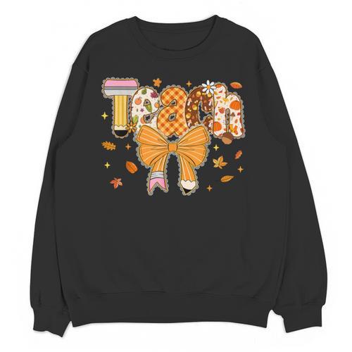 Thanksgiving Teacher Pencil Bow One Thankful Teacher Fall Unisex Sweatshirt - teacherstshirts.com AU