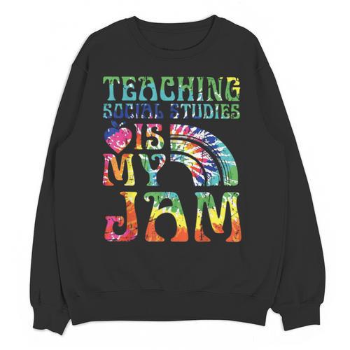 Tie Dye Teaching Social Studies Is My Jam Sunglasses Teacher Unisex Sweatshirt - teacherstshirts.com AU