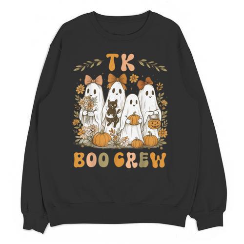 TK Boo Crew Preppy Halloween Floral Ghost TK Teacher Team TK Unisex Sweatshirt - teacherstshirts.com DE