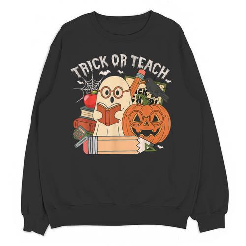 Trick Or Teach Retro Halloween Teacher Women Men Costume Unisex Sweatshirt - teacherstshirts.com AU