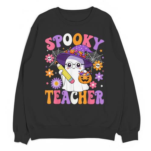 Trick Or Teach Spooky Teacher Ghost Halloween Teacher Unisex Sweatshirt - teacherstshirts.com