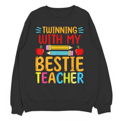 Twinning With My Bestie Teacher Boy Spirit Week Twin Day Unisex Sweatshirt - teacherstshirts.com DE