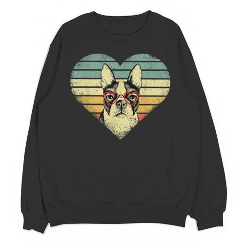 Vintage American Boston Terrier Lovers Valentine's Day Unisex Sweatshirt - Bostonterriersmerch.com