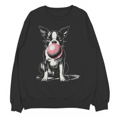 Vintage Boston Terrier Blowing Bubble Gum American Gentleman Unisex Sweatshirt - Bostonterriersmerch.com