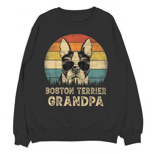 Vintage Boston Terrier Grandpa Dog Lovers Father's Day Unisex Sweatshirt - Bostonterriersmerch.com