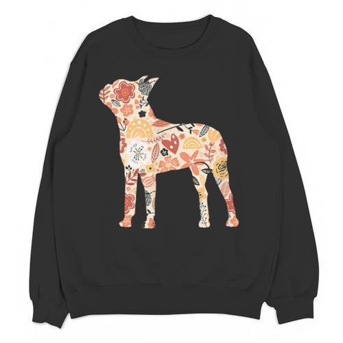 Vintage Floral Boston Terrier For Dog Lover Unisex Sweatshirt - Bostonterriersmerch.com AU