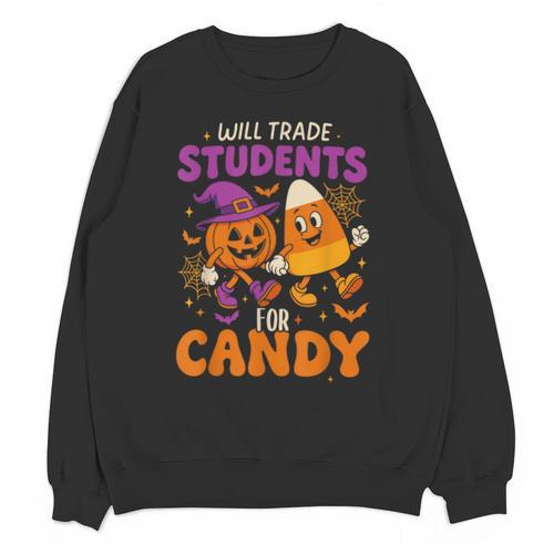 Will Trade Students For Candy Shirt Fun Candy Corn Teacher Unisex Sweatshirt - teacherstshirts.com