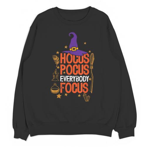 Witchy Halloween Hocus Pocus Everybody Focus Teacher Pumpkin Unisex Sweatshirt - teacherstshirts.com AU