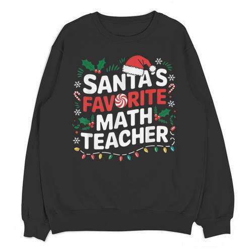 Xmas Lighting Santa's Favorite Math Teacher Christmas Unisex Sweatshirt - teacherstshirts.com AU