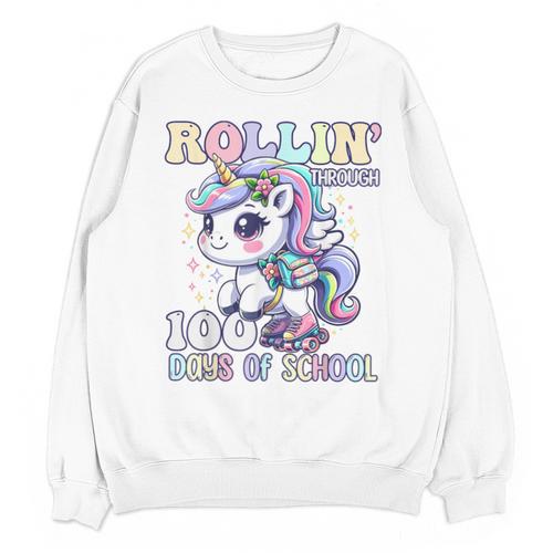 100 Days Of School Girls Teacher 100th Day Unicorn Outfit Unisex Sweatshirt - teacherstshirts.com CA