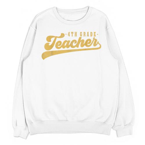 4th Grade Teacher Cute Vintage Graphic Fourth Grade Teacher Unisex Sweatshirt - teacherstshirts.com UK