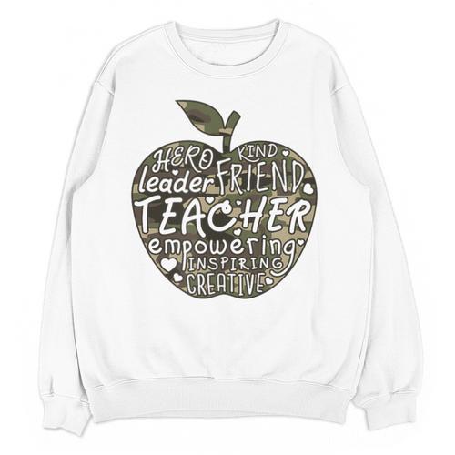 Apple Camoflauge Clothing Camo Student Teacher Cute School Unisex Sweatshirt - teacherstshirts.com CA