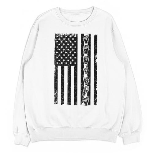 ASL Flag Sign Language Deaf ASL Teacher For Men Women Unisex Sweatshirt - teacherstshirts.com