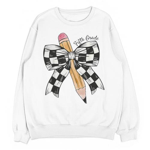 Back To School Hello Fifth Grade Teacher Coquette Pencil Bow Unisex Sweatshirt - teacherstshirts.com CA
