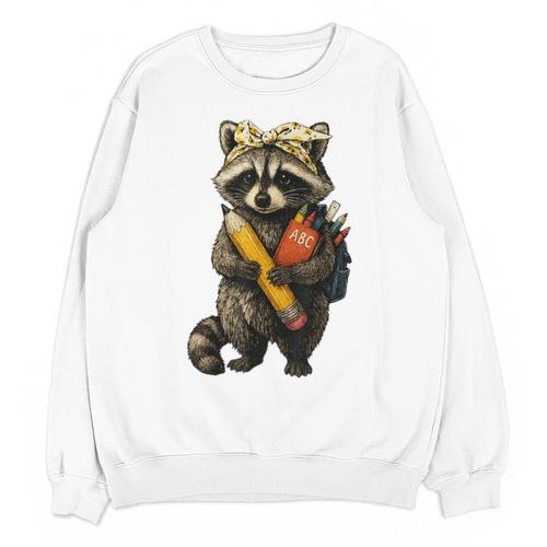Back To School Raccoon Teachers Student Kids Unisex Sweatshirt - teacherstshirts.com CA