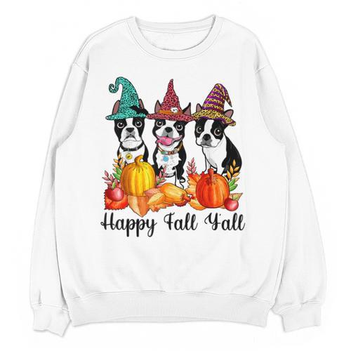 Boston Terrier Dog Lover Fall Ya'Ll Halloween Costume Men Women Unisex Sweatshirt - Bostonterriersmerch.com