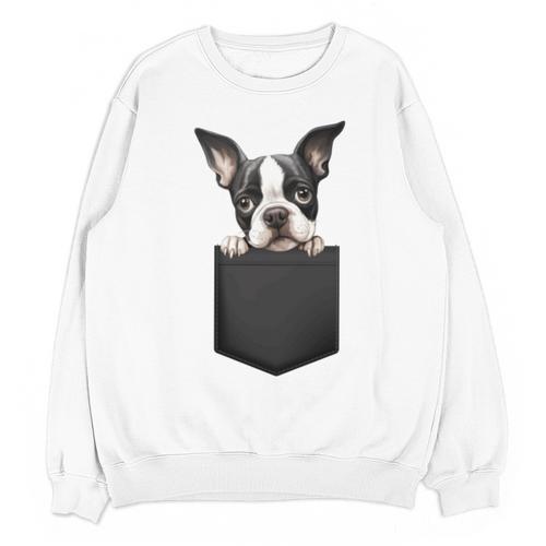 Boston Terrier Dog Puppy Dog In Pocket Cute Pet Lover Unisex Sweatshirt - Bostonterriersmerch.com