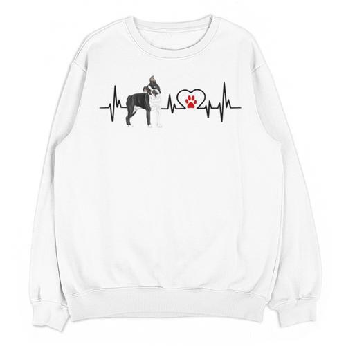Boston Terrier Heartbeat Heart Line Unisex Sweatshirt - Bostonterriersmerch.com