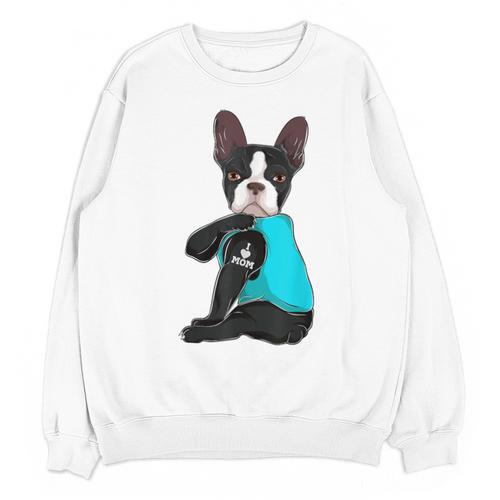Boston Terrier I Love Mom Apparel Unisex Sweatshirt - Bostonterriersmerch.com