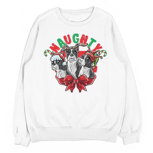 Boston Terrier Santa Claus Elf Reindeer Christmas Dog X-Mas Unisex Sweatshirt - Bostonterriersmerch.com