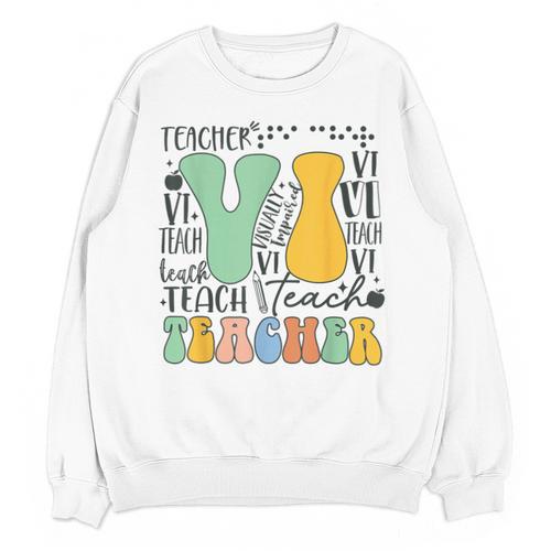 Braille Teacher Of The Visually Impaired Groovy VI Teacher Unisex Sweatshirt - teacherstshirts.com UK