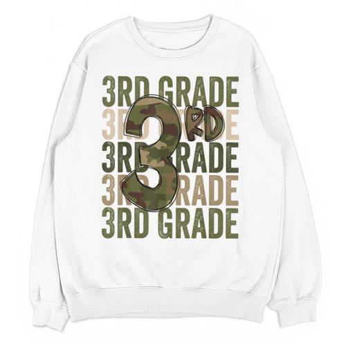 Camo Team 3rd Grade Squad Back To School Teacher Kids Boys Unisex Sweatshirt - teacherstshirts.com UK