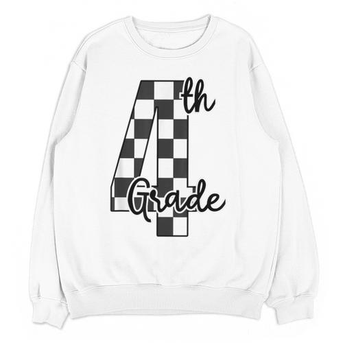 Checkered Fourth Grade Back To School Teachers Students Unisex Sweatshirt - teacherstshirts.com