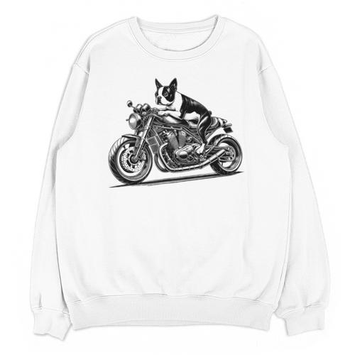 Cool Boston Terrier Riding a Motorcycle Biker Dog Lover For Men Women Kids Unisex Sweatshirt - Bostonterriersmerch.com
