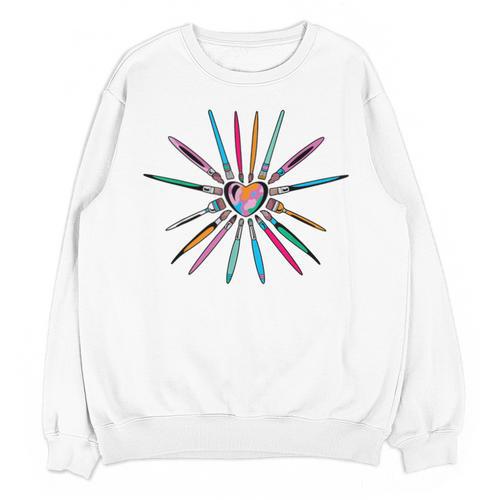 Cool Brush Heart Shape Art Teacher Paint For Artist Painter Unisex Sweatshirt - teacherstshirts.com UK