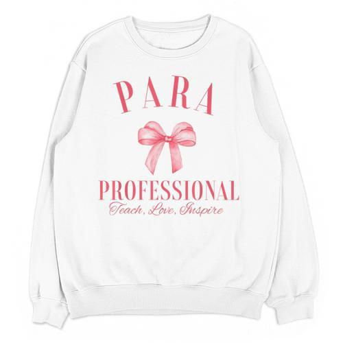 Coquette Bow Paraprofessional School Para Squad Teacher Aide Unisex Sweatshirt - teacherstshirts.com CA