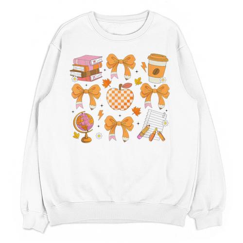 Coquette Bow Teacher Thanksgiving Fall Autumn Girls Women Unisex Sweatshirt - teacherstshirts.com